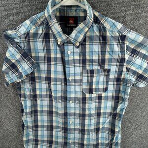 Quiksilver Quicksilver Button Up Shirt Men Blue Plaid Large Short Sleeve Cotton